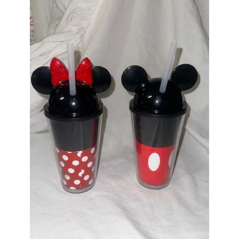 Disney Mickey & Minnie‎ Mouse Tumblers with Straws Set of 2